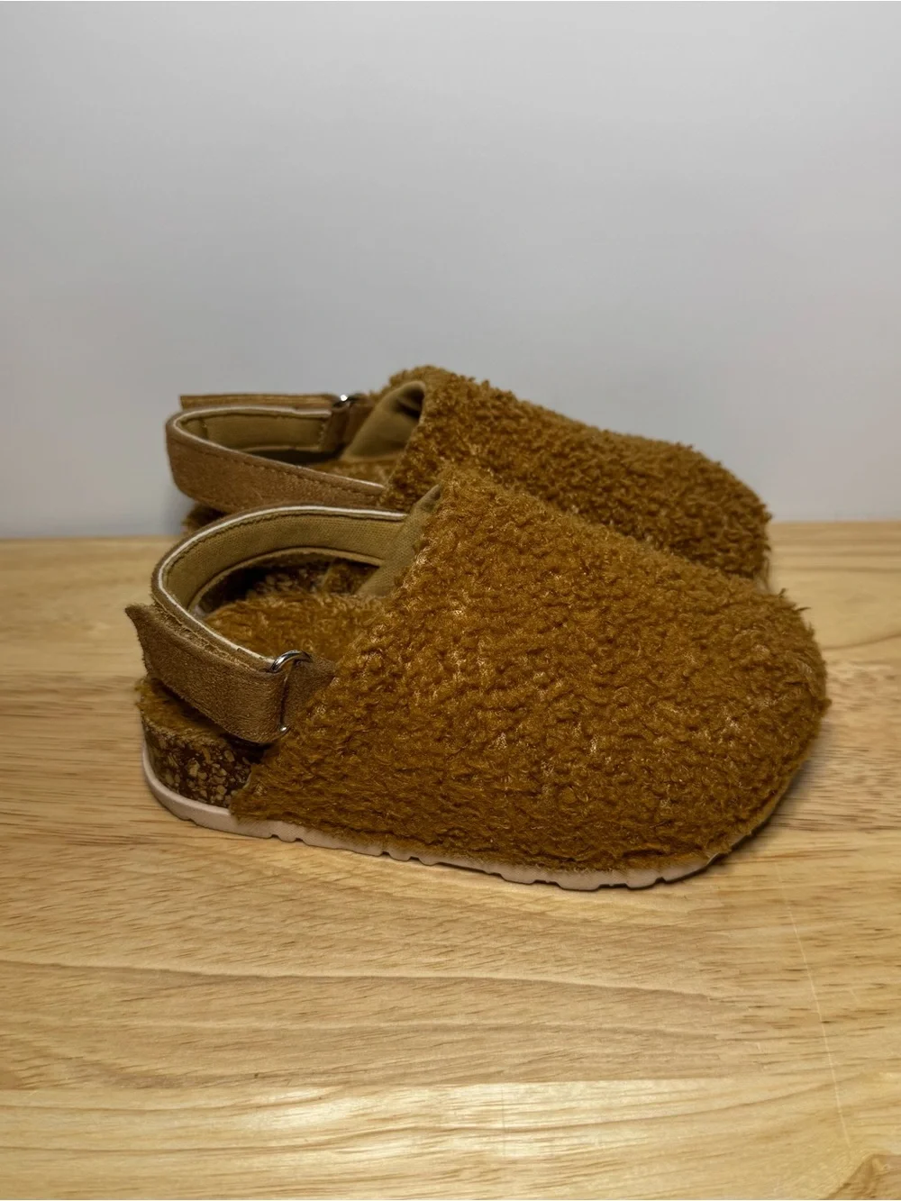 First Step Toddler Girl 6 Brown Faux Fur Clog Moccasin Shoe Comfy Casual Kidcore